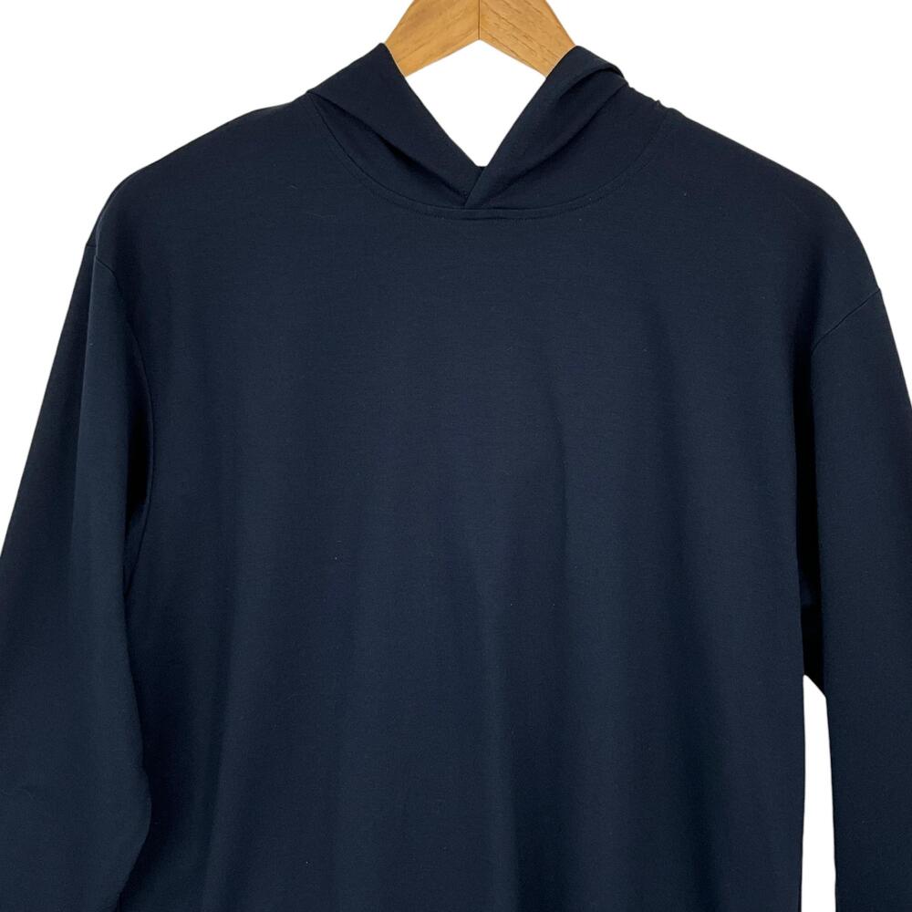 BYLT Hooded Drop Cut Long Sleeve Shirt Mens Large Navy Blue Performance - Picture 2 of 14